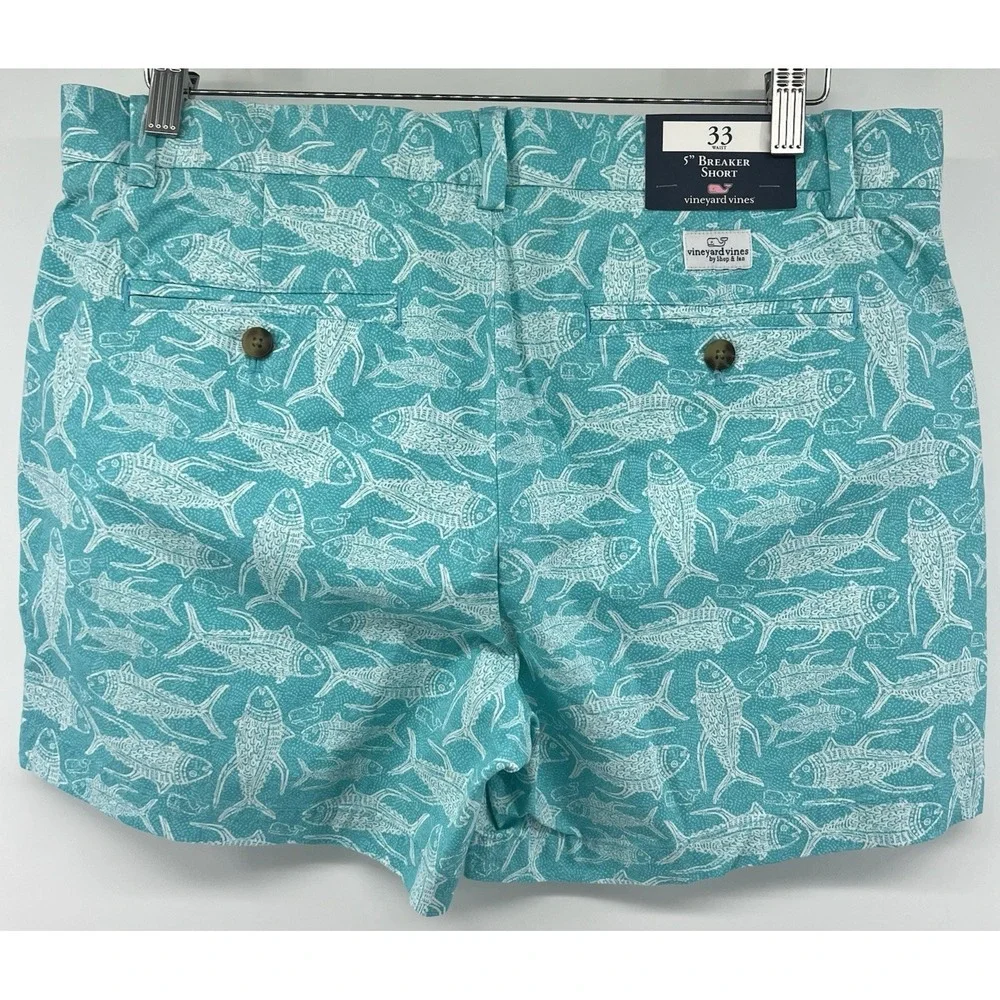 Vineyard Vines Breaker Shorts Tuna Dot Tagged 33 Measure 35 5" Inseam Stretch - Picture 2 of 4